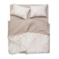 Комплект постільної білизни ARDESTO Gloria, півтораспальний євро, сатин, мармур, бежевий (ART1622BM)
