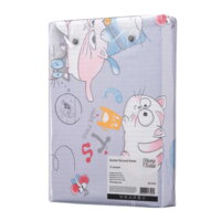 Комплект постільної білизни ARDESTO Gloria, півтораспальний євро, сатин, веселі котики, смужка (ART1622FC)