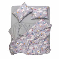 Комплект постільної білизни ARDESTO Gloria, півтораспальний євро, сатин, веселі котики, смужка (ART1622FC)