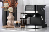 Кофеварка ARDESTO Steel Collection 1.5л, рожковая, черно-серебристый (YCM-E1700)