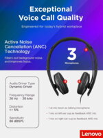 Гарнітура Lenovo Wired ANC Headset Gen 2 Teams (4XD1M45627)