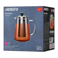 Заварник ARDESTO Gemini Milano 950мл, боросилікатне скло, нержавіюча сталь, прозорий (AR1909BGM)