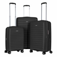 Набір валіз 2E, Aero, поліпропілен, L+M+S, TSA, 4 колеса, EXP, чорний (2E-SPP-AERO-SET3-BK) 