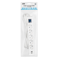 Подовжувач мережевий 2E 3м, білий (2E-SP515M3USBWH)