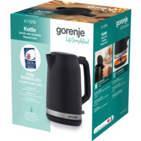 Електрочайник Gorenje 1.7л, Strix контроль, чорний матовий (K17SPB)