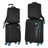 Набір валіз 2E, Trek, M+S, TSA, 4 колеса, + 2 рюкзаки Cabin 2E-BPET-CABIN-BK, поліестр, чорний (2E-SPE-TREK-SET4-BK) 