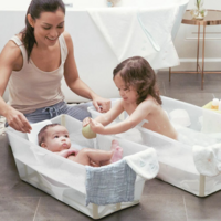 Набір Stokke Flexi Bath: ванночка складна та адаптер, зелений з білим (531508)