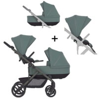 Дитяча коляска для 2 дітей Anex Modu Double Greeny: 2 люльки + 2 прогулянкові блоки (MD-02) 