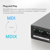 Комутатор MERCUSYS 5xGE 65Вт, некерований (MS105GP)