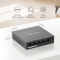 Комутатор MERCUSYS 5xGE 65Вт, некерований (MS105GP)