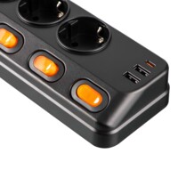 Удлинитель сетевой 2E 3м, чёрный (2E-SP6M3SWBK)