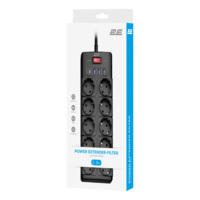 Удлинитель сетевой 2E 3м, чёрный (2E-SP10M3USBBK)