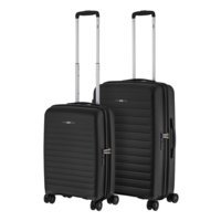 Набір валіз 2E, Aero, поліпропілен, M+S, TSA, 4 колеса, EXP, чорний (2E-SPP-AERO-SET2-BK) 