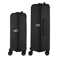 Набір валіз 2E, Aero, поліпропілен, M+S, TSA, 4 колеса, EXP, чорний (2E-SPP-AERO-SET2-BK)