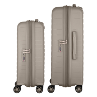 Набір валіз 2E, Aero, поліпропілен, M+S, TSA, 4 колеса, EXP, сіро-коричневий (2E-SPP-AERO-SET2-TP)