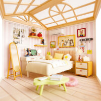 Конструктор-румбокс Mini House серии Интерьер Спальня, свет (8004)