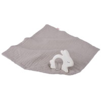 Каучуковий прорізувач для зубів з комфортером Кролик, сріблясто-сірий, Kikadu (10418) 