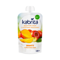 Фруктове пюре Kabrita з козячими вершками Манго з яблучним пюре для дітей від 6 місяців, 100 г (8716677006871) 