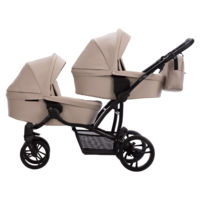 Коляска 2 в 1 для двійні Bebetto B 42 PRO 22 бежевый + черная рама (503.28.24.P22) 