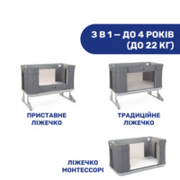 Кроватка 3 в 1 Chicco Next2Me Forever Темно-серая (79650.77)