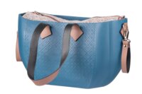 Сумка MyMia, синій корпус/підкладка бежевий орнамент/коричневі шкіряні ручки, фіксатори (NV8801P/02R/23T/13T/33T)