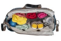 Сумка MyMia, синій корпус/підкладка бежевий орнамент/коричневі шкіряні ручки, фіксатори (NV8801P/02R/23T/13T/33T)