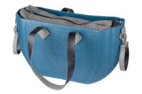 Сумка MyMia, синий корпус/ серая подкладка/ серые кожаные ручки, фиксаторы, ремни на коляску (NV8801P/02G/23G/13G/33G)