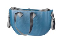 Сумка MyMia, синий корпус/ серая подкладка/ серые кожаные ручки, фиксаторы, ремни на коляску (NV8801P/02G/23G/13G/33G)