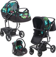Коляска 3 в 1 CAM Taski Sport чорна з малюнком (910/845)