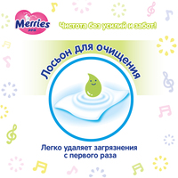  Дитячі вологі серветки Merries Flushable запасний блок 64 шт 