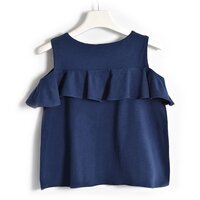 Темно-синя блуза iDO з воланом на грудях для дівчинки 8 років (4.W510.00/3854) 