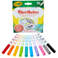 Набір фломастерів Crayola Fabric Markers для малювання на тканині Тонка лінія, 10 шт. (256353.012) 