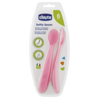 Ложка силіконова Chicco для дівчаток від 6 місяців Рожева, 2 шт. (06828.11) 