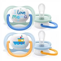 Пустышка Philips Avent Ultra Air I Love для мальчиков от 0 до 6 месяцев, 2 шт. (SCF080/01)