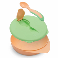 Набір дитячого посуду Baboo тарілочка глибока з кришкою та ложечкою зелена (90423) 