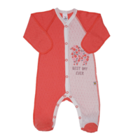 Літній комбінезон з накатом Софія Квіточки, ажур, кораловий, розмір 62 (2002019139557) 