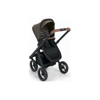 Универсальная коляска 2 в 1 Neonato Puro Urban оливковый с черным в полоску на черном шасси, надувные колеса (N900-39/A)