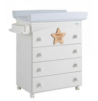 Пеленальний комод з ванночкою Micuna Valeria Baby Star, білий (B-970 BABY STAR WHITE) 