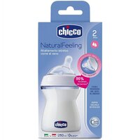 Пляшка для годування пластикова Chicco Natural Feeling з силіконовою соскою від 2 місяців 250 мл (80723.00.50)