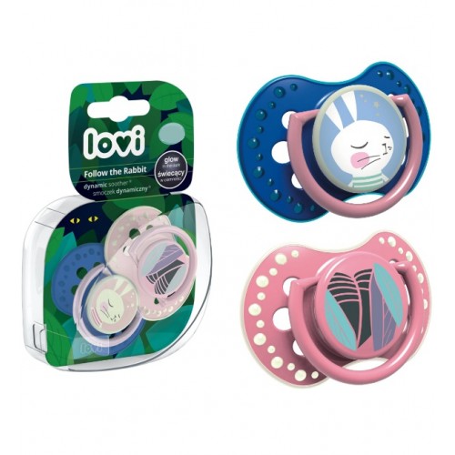 Силіконова пустушка  для дівчинки Lovi Слідуй за кроликом для дівчинки, 3-6 місяців, 2 штуки (5901691803213)